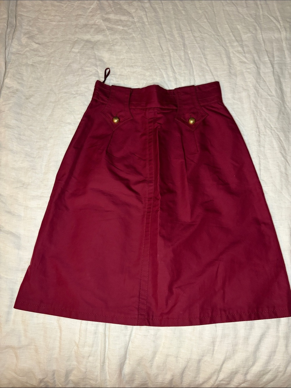 Gucci Burgundy A-Line Skirt with Gold-Tone Buttons